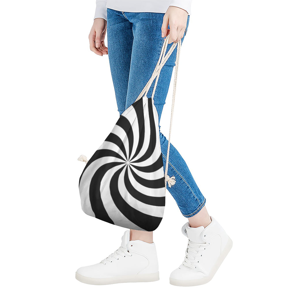 Swirl Optical Illusion Print Drawstring Bag