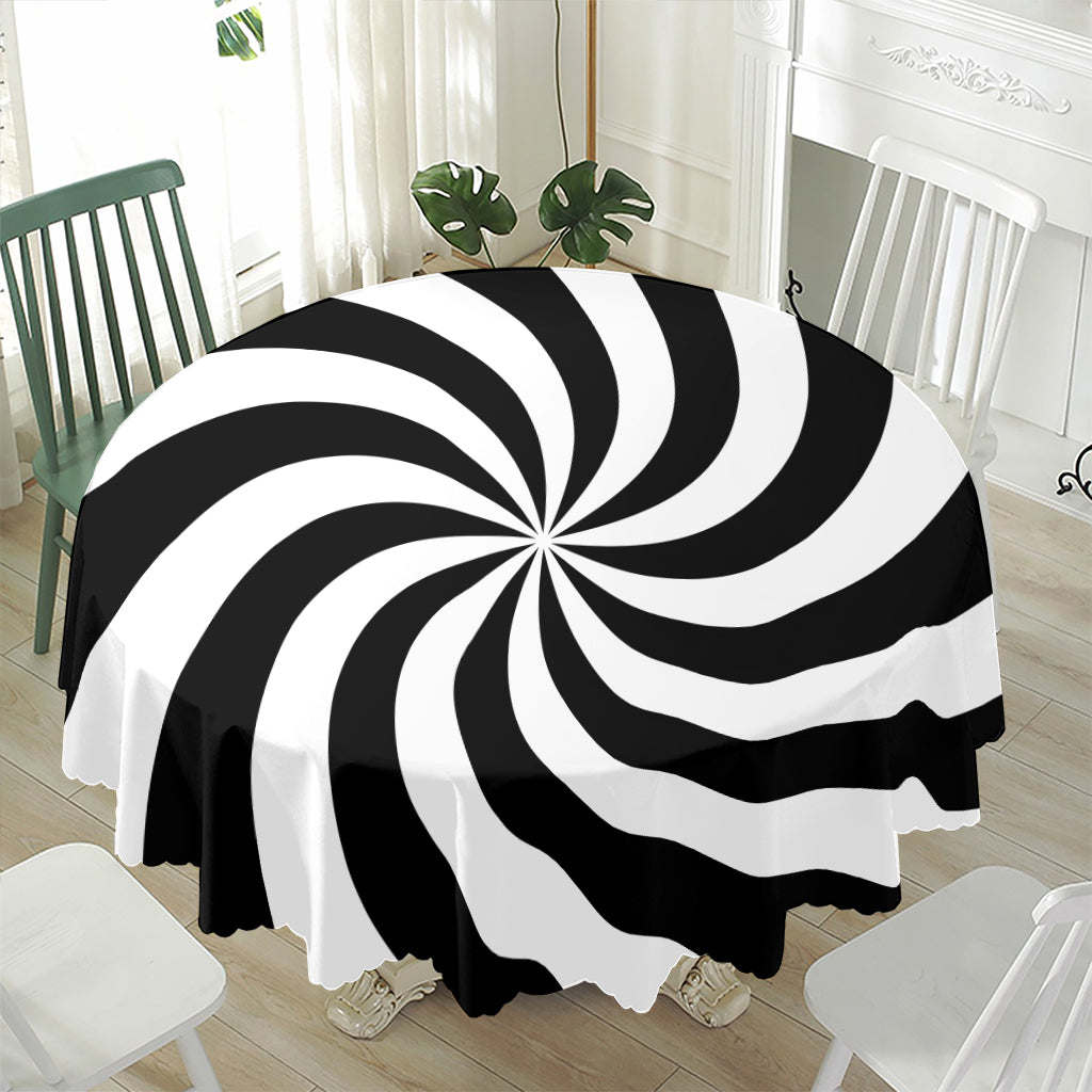 Swirl Optical Illusion Print Waterproof Round Tablecloth
