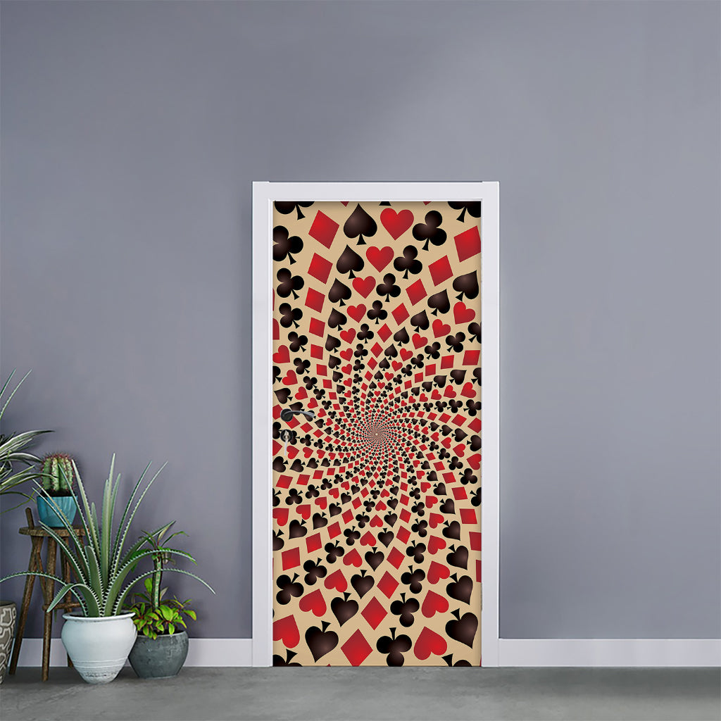 Swirl Playing Card Suits Print Door Sticker