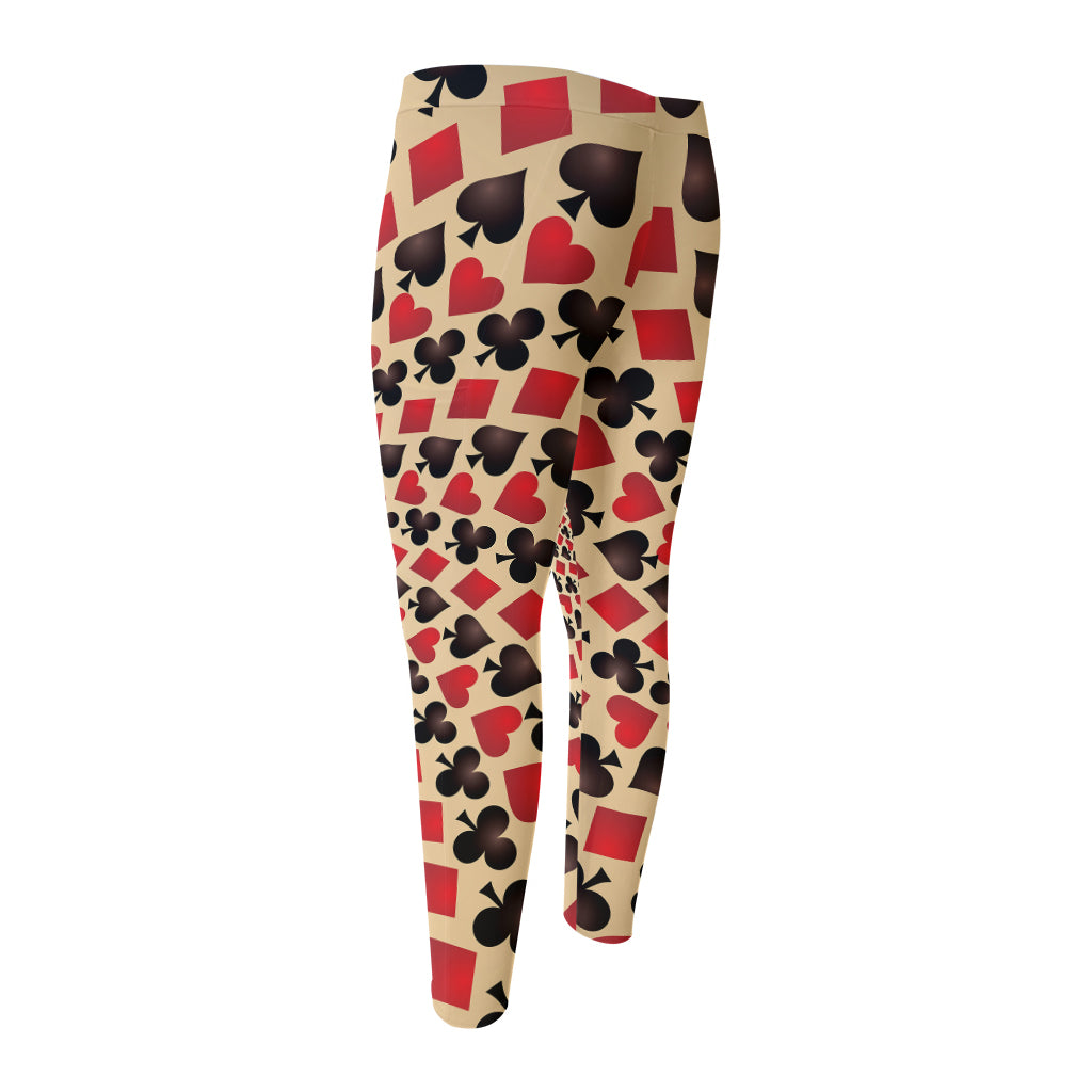 Swirl Playing Card Suits Print Men's Compression Pants
