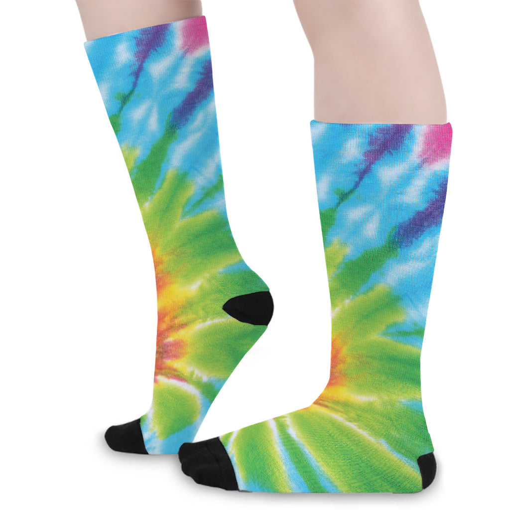 Swirl Tie Dye Print Long Socks
