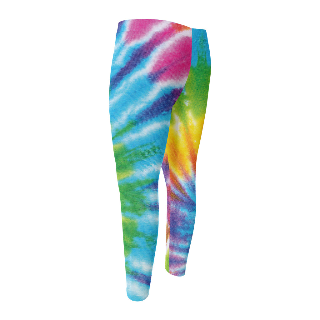Swirl Tie Dye Print Men's Compression Pants