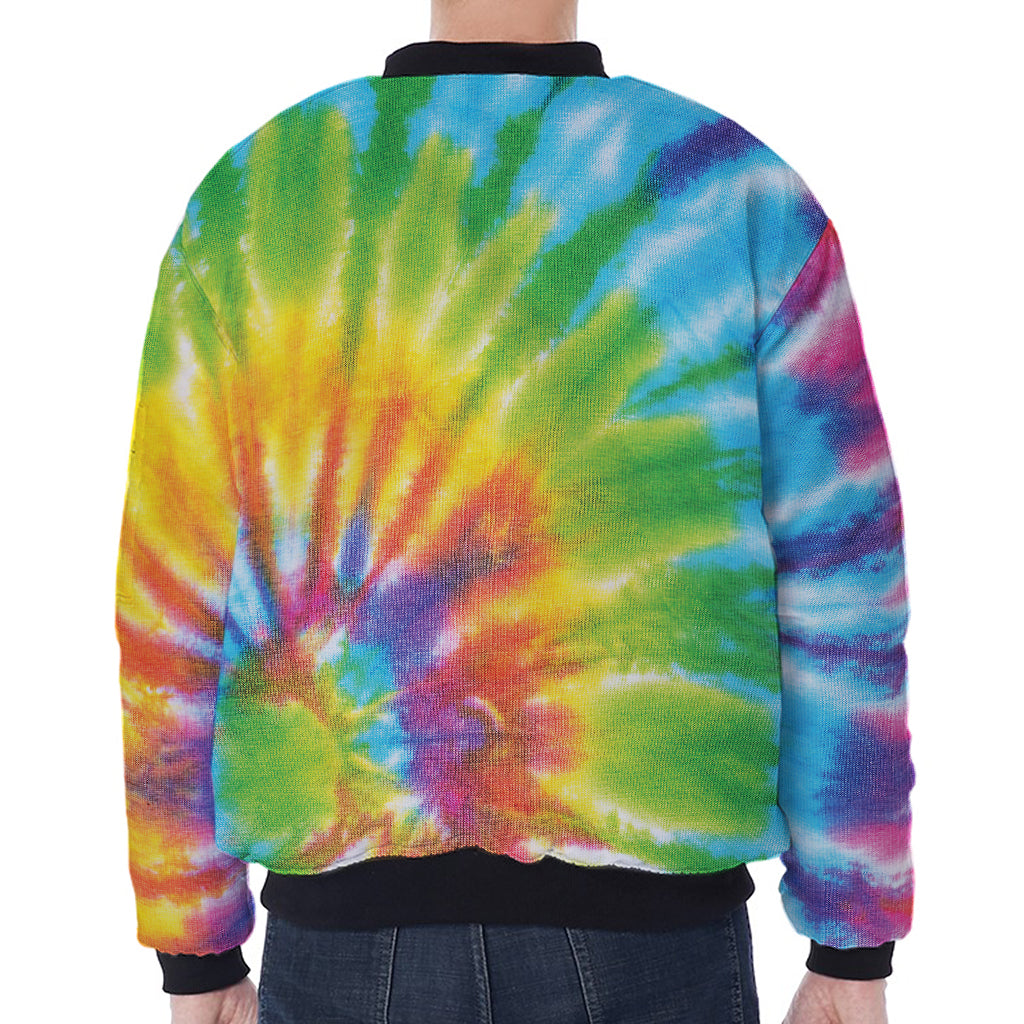 Swirl Tie Dye Print Zip Sleeve Bomber Jacket