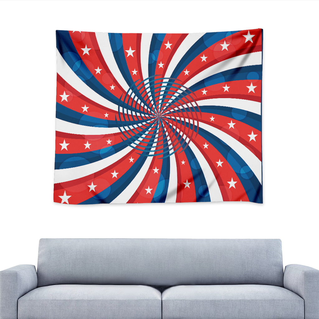 Swirly American Patriotic Print Tapestry