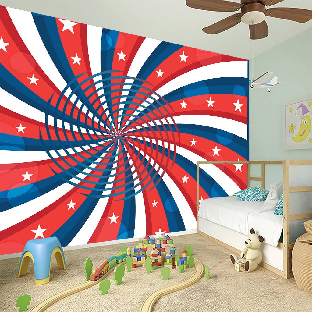 Swirly American Patriotic Print Wall Sticker