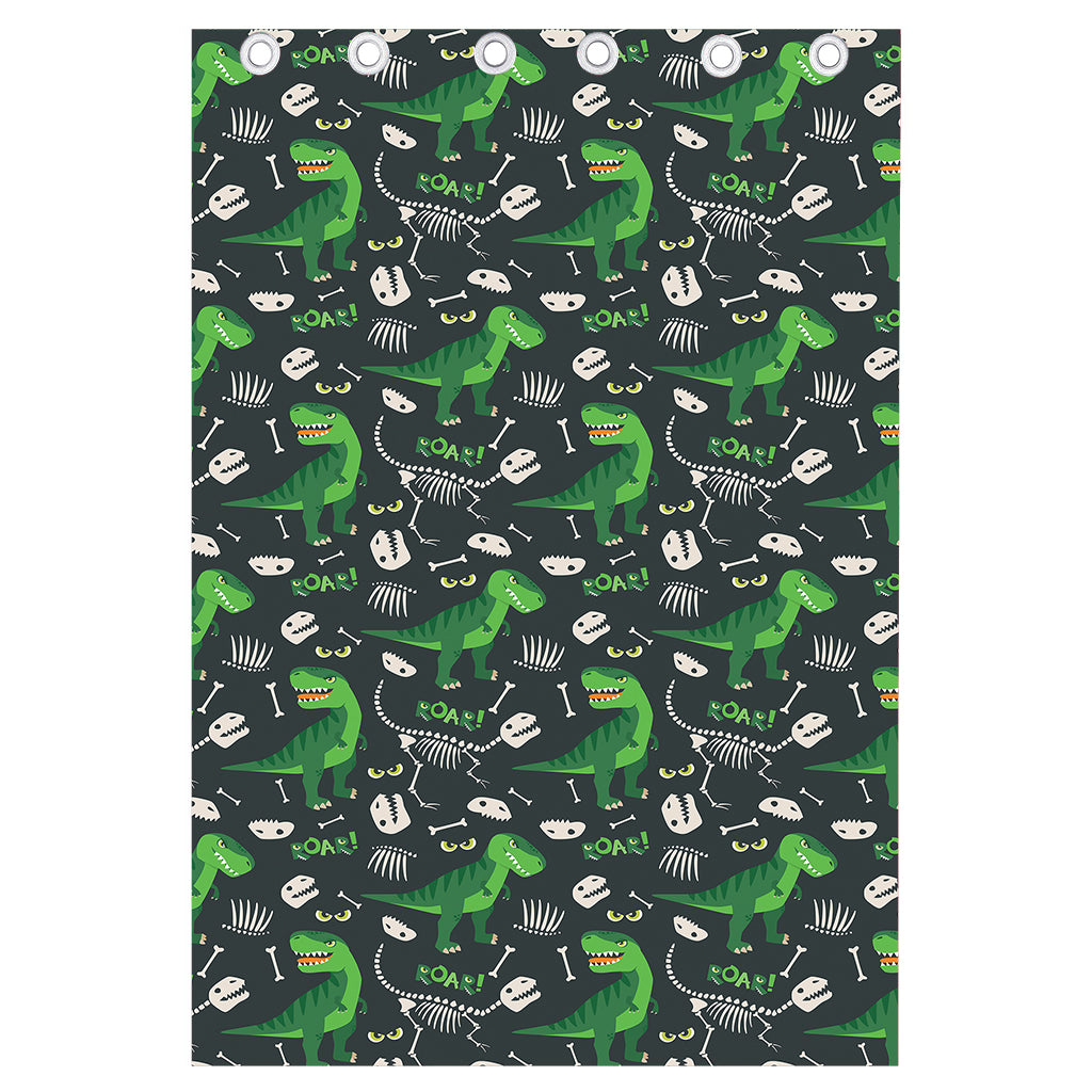 T-Rex And Dino Fossil Pattern Print Curtain