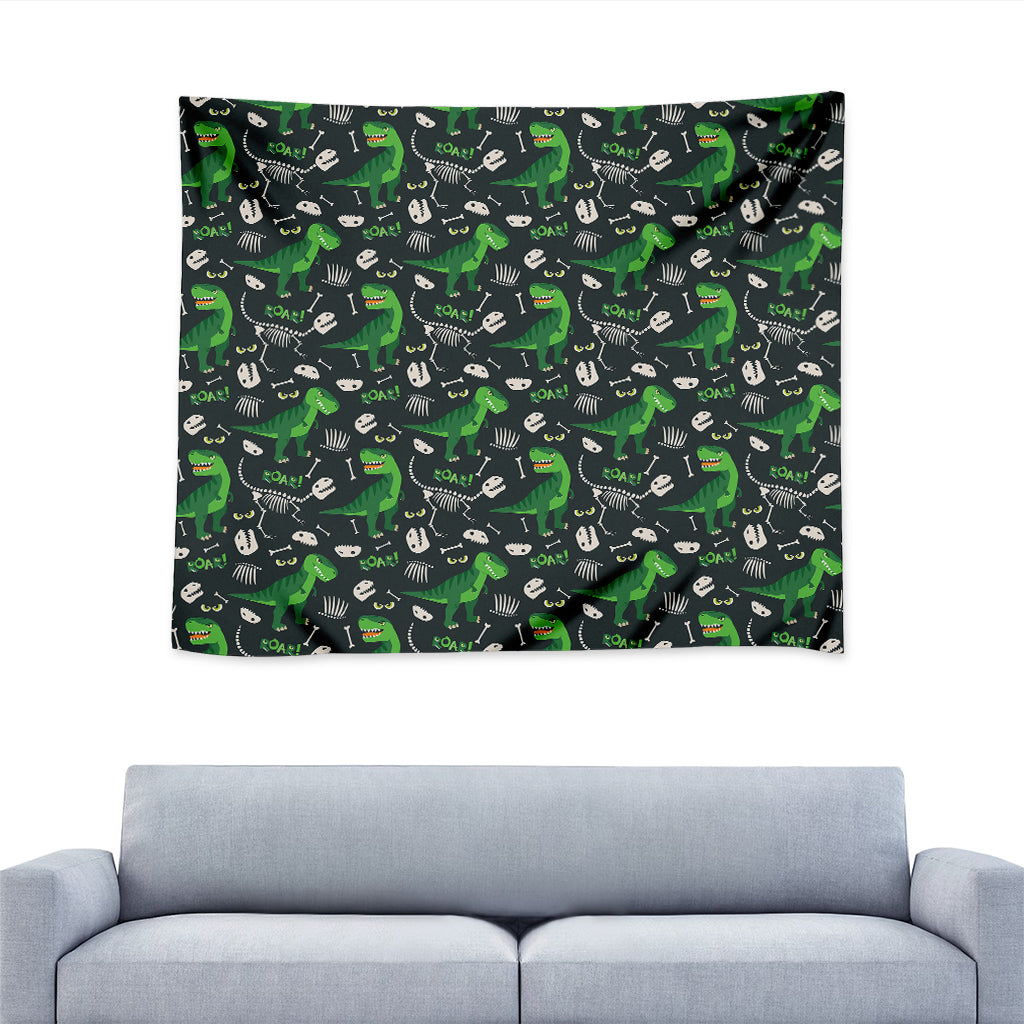 T-Rex And Dino Fossil Pattern Print Tapestry