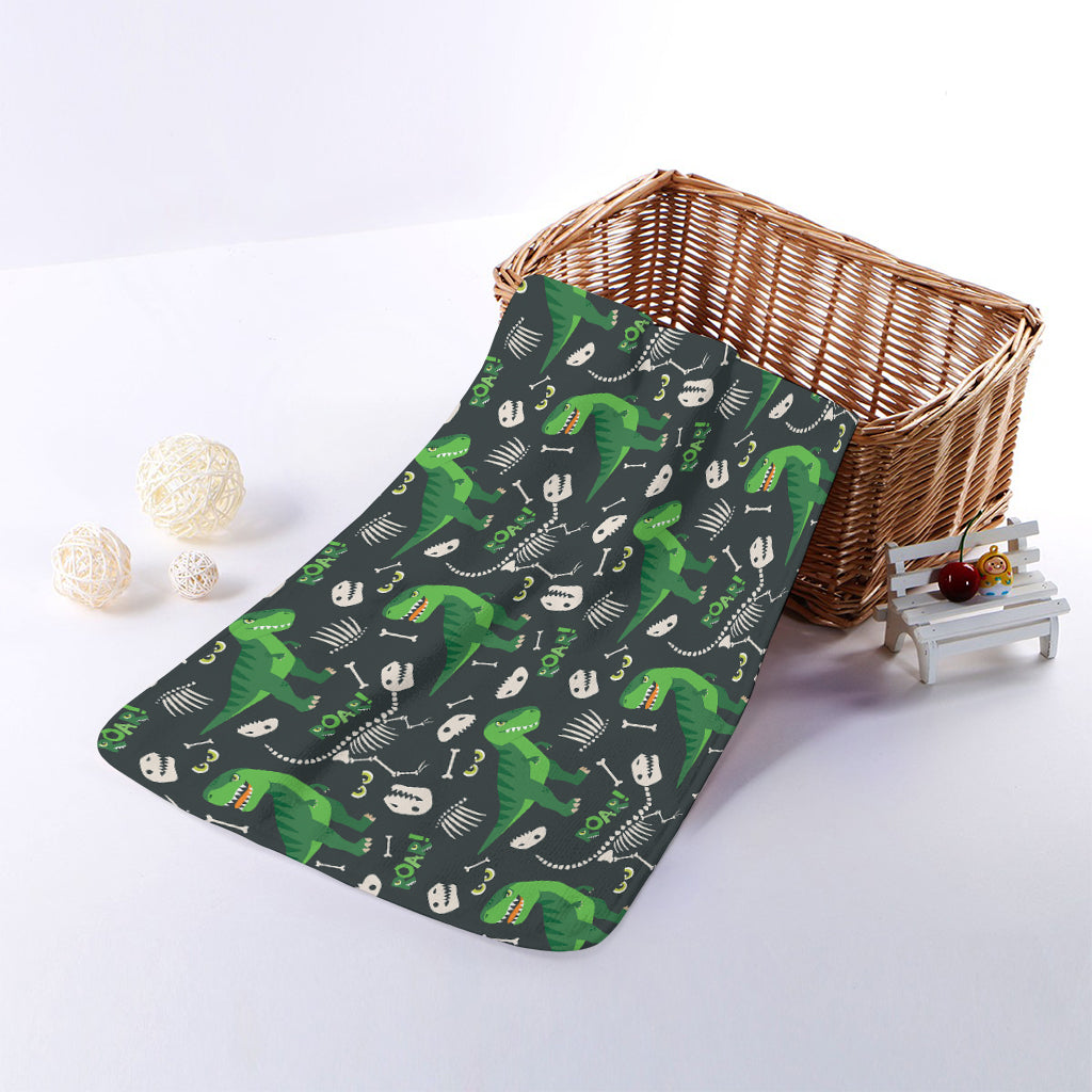 T-Rex And Dino Fossil Pattern Print Towel