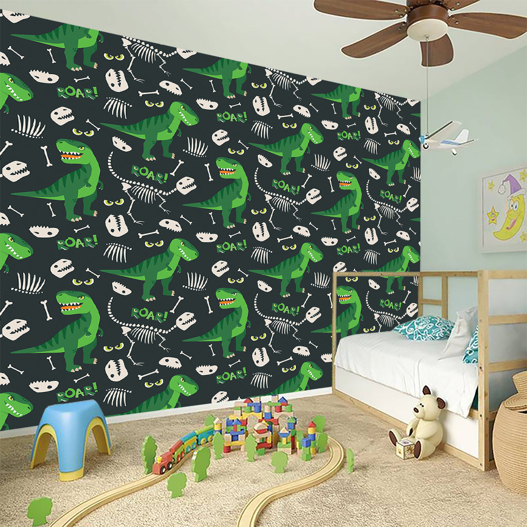 T-Rex And Dino Fossil Pattern Print Wall Sticker
