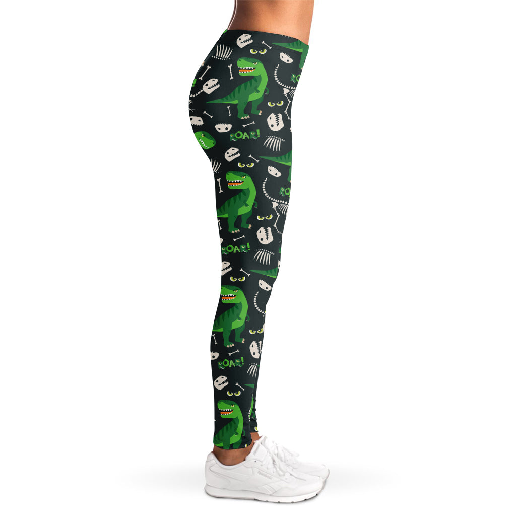 T-Rex And Dino Fossil Pattern Print Women's Leggings