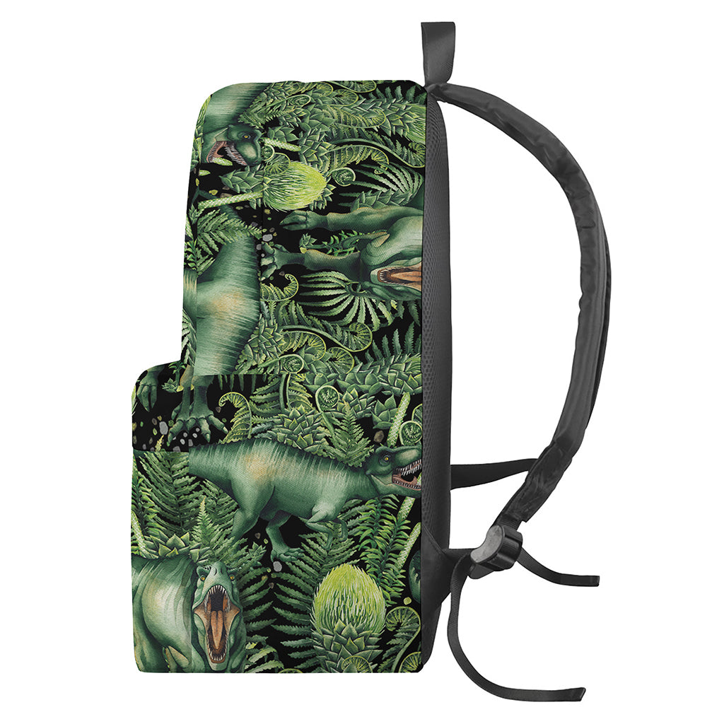 T-Rex Dinosaur And Jurassic Plants Print Backpack