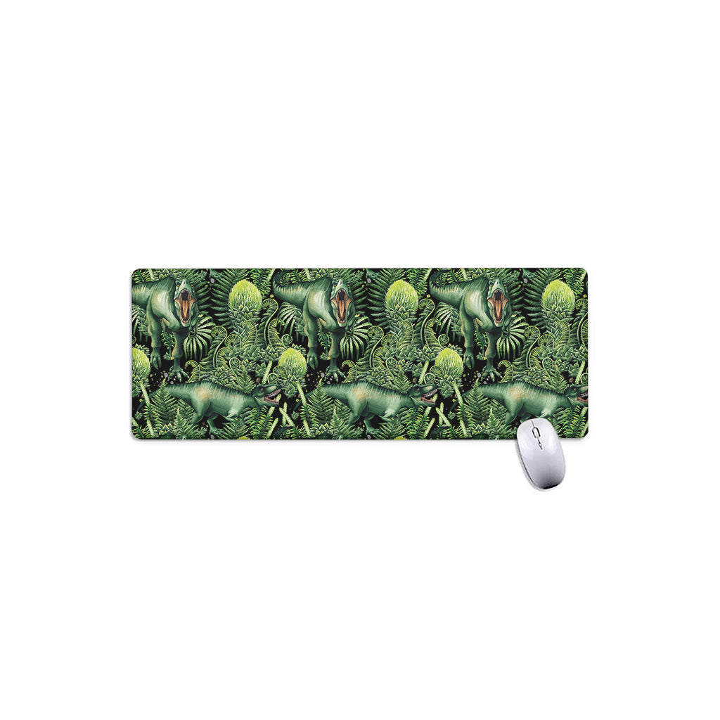 T-Rex Dinosaur And Jurassic Plants Print Extended Mouse Pad