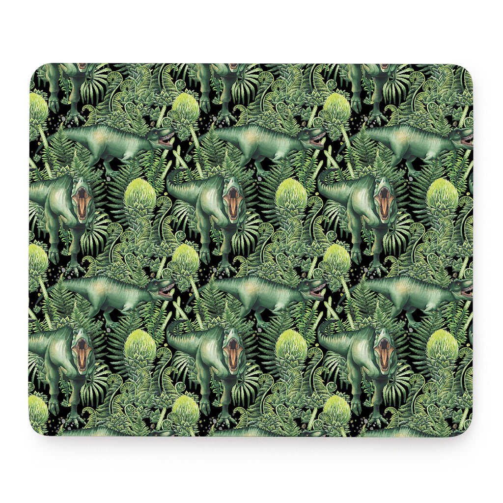 T-Rex Dinosaur And Jurassic Plants Print Mouse Pad