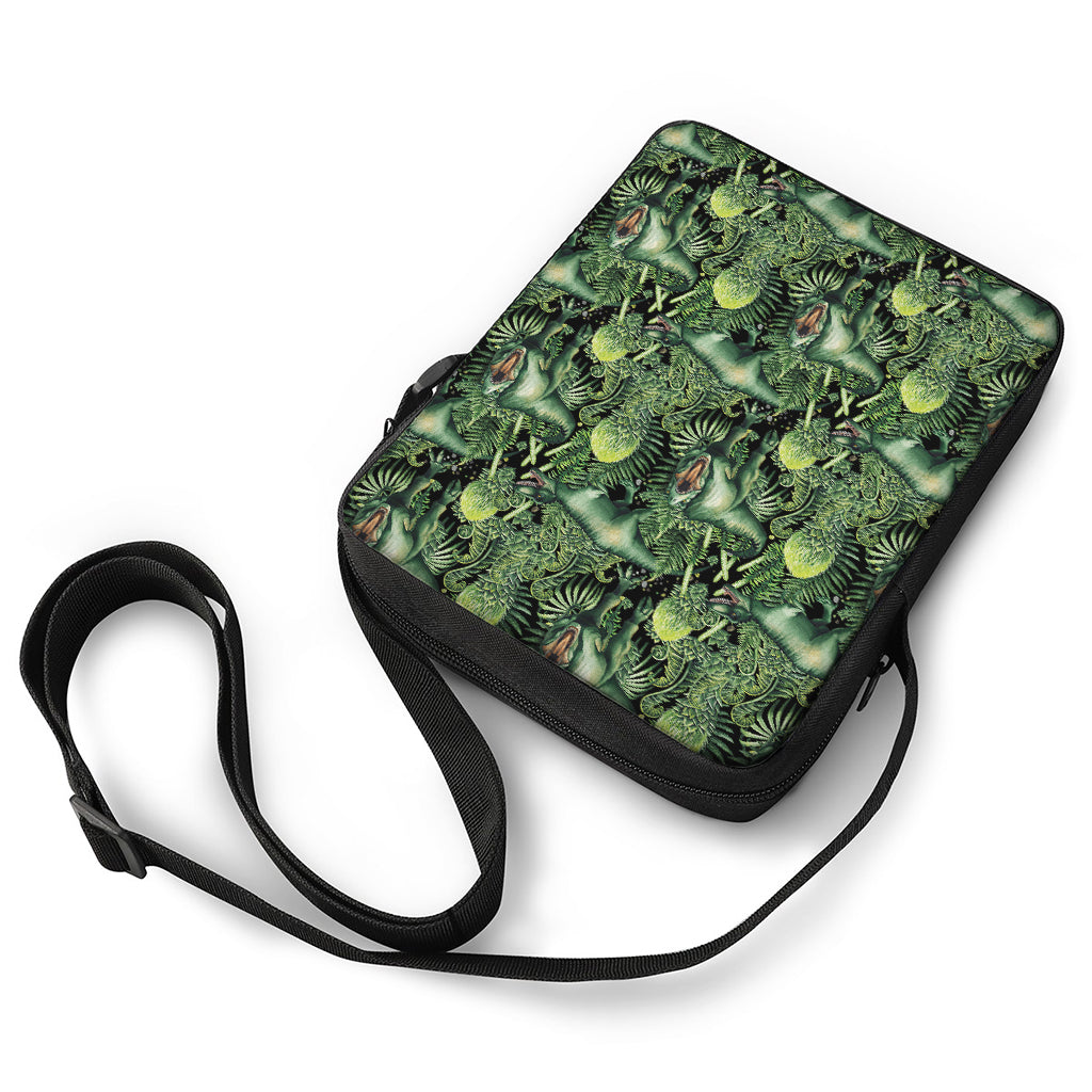 T-Rex Dinosaur And Jurassic Plants Print Rectangular Crossbody Bag