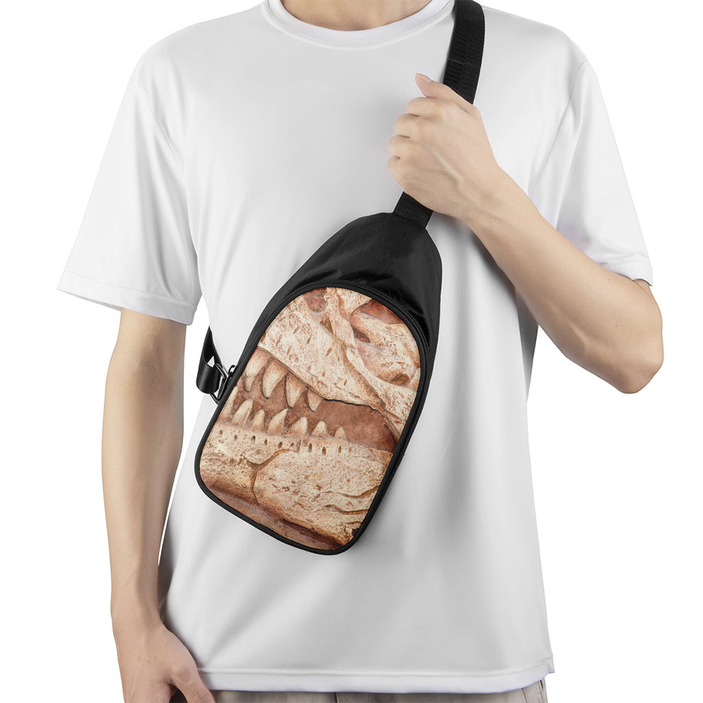 T-Rex Fossil Print Chest Bag