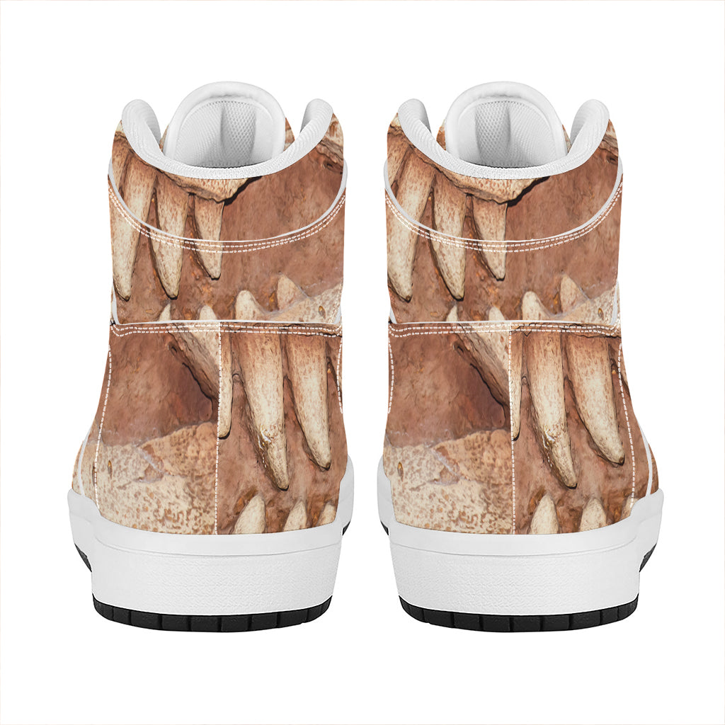 T-Rex Fossil Print High Top Leather Sneakers