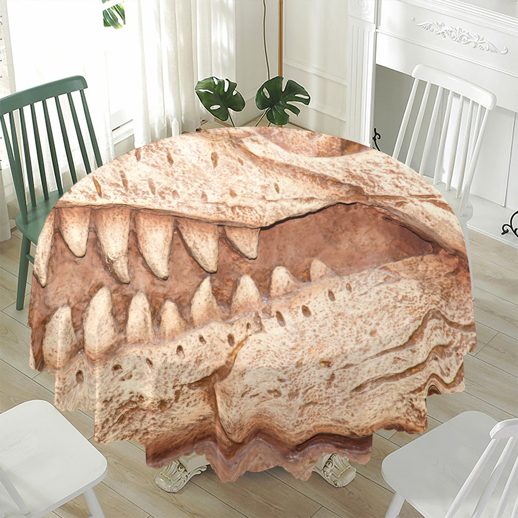 T-Rex Fossil Print Waterproof Round Tablecloth