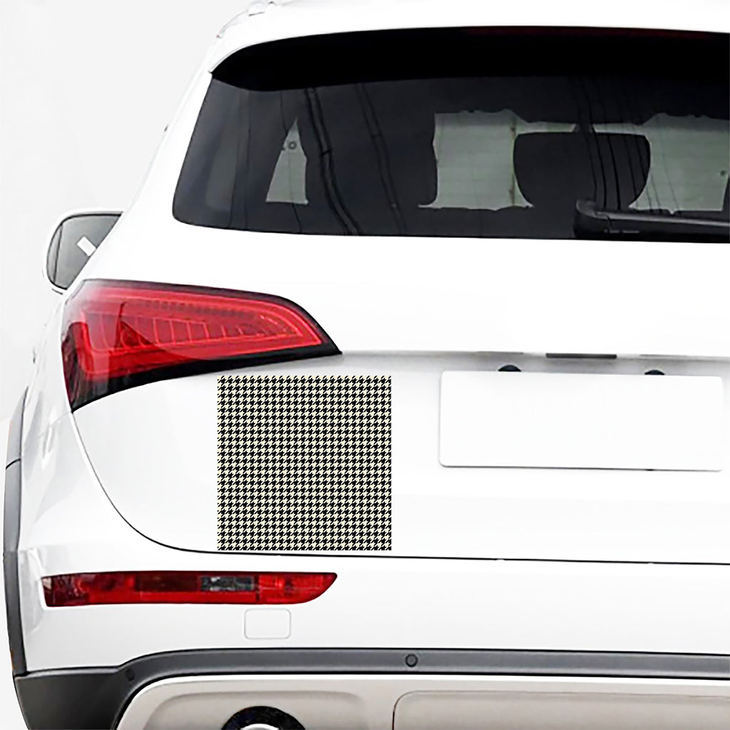 Tan And Black Houndstooth Pattern Print Car Sticker