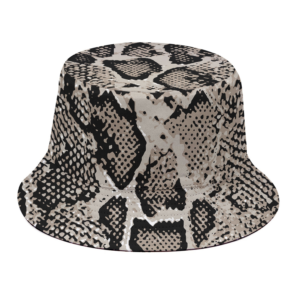 Tan And Black Snakeskin Print Bucket Hat