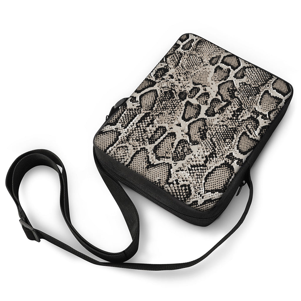 Tan And Black Snakeskin Print Rectangular Crossbody Bag