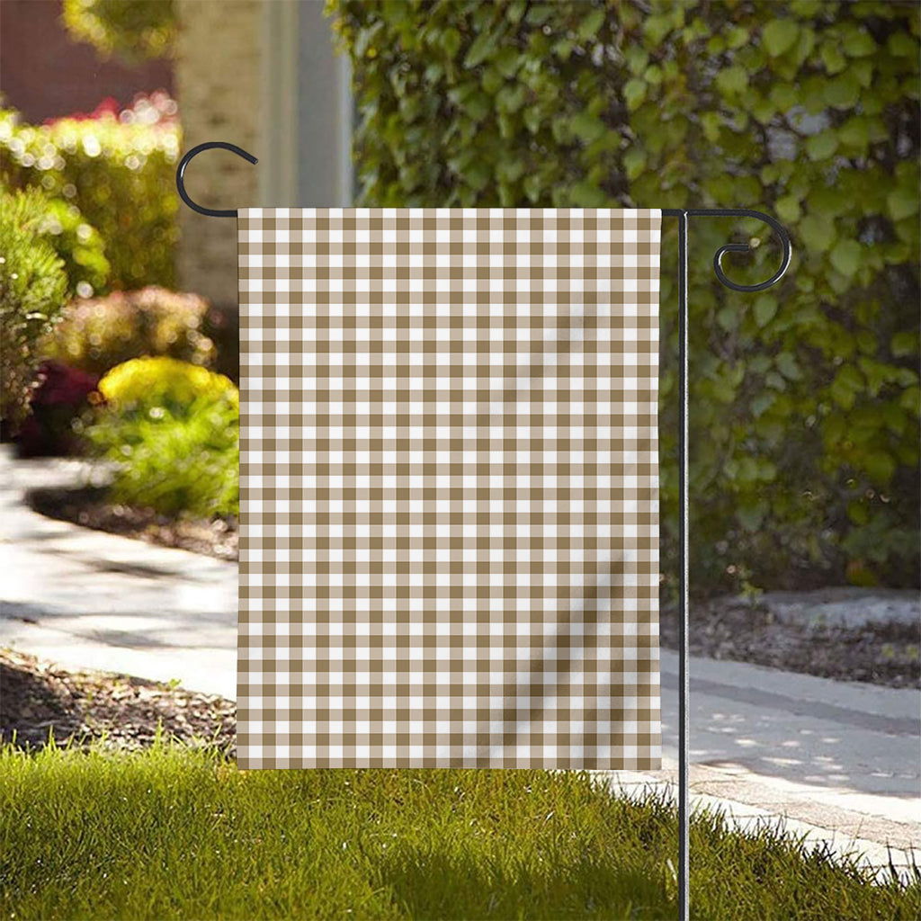 Tan And White Gingham Pattern Print House Flag