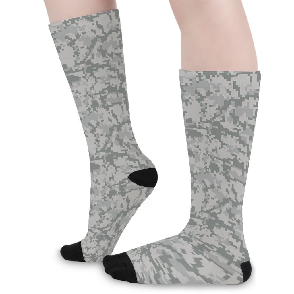 Tan Digital Camo Pattern Print Long Socks