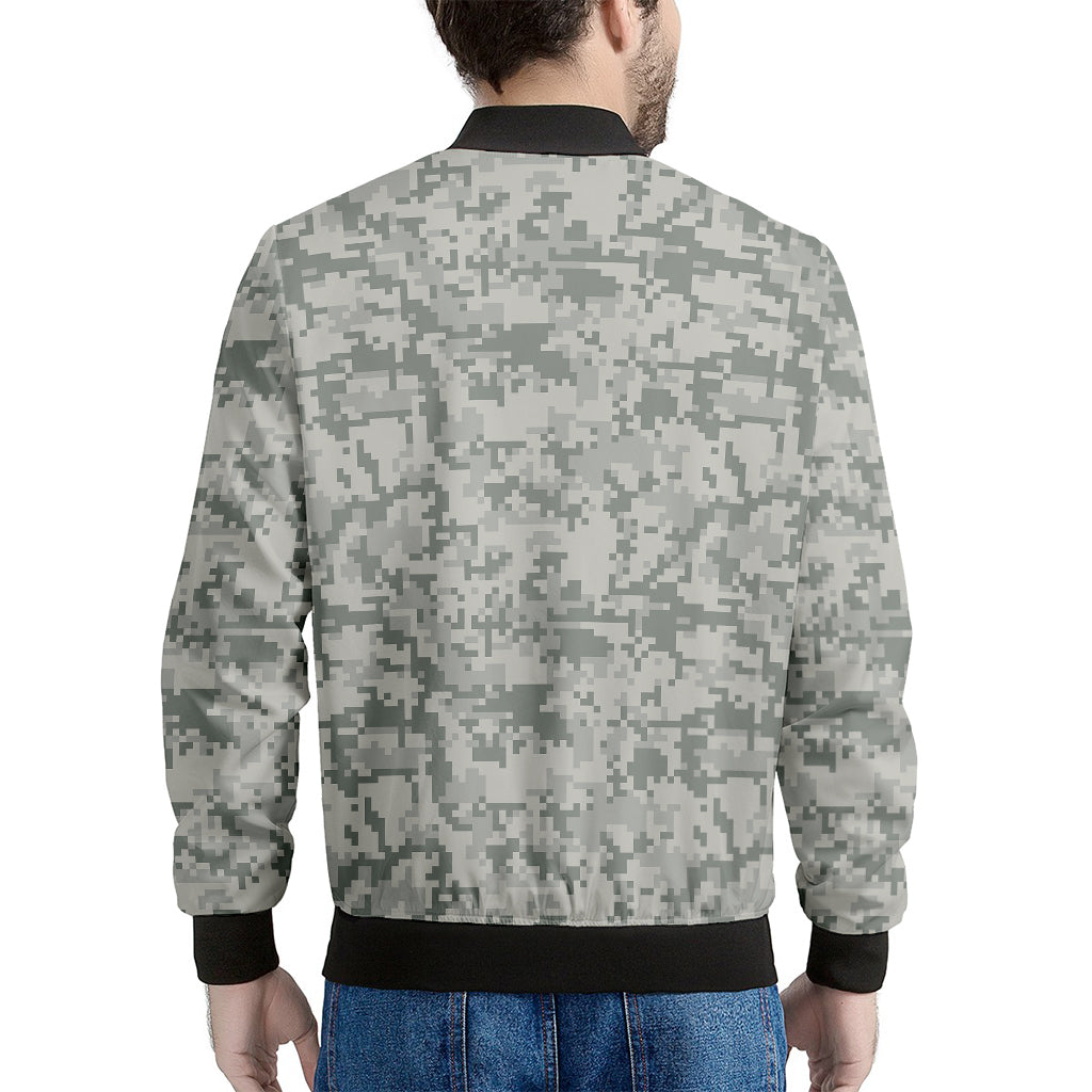 Tan Digital Camo Pattern Print Men's Bomber Jacket