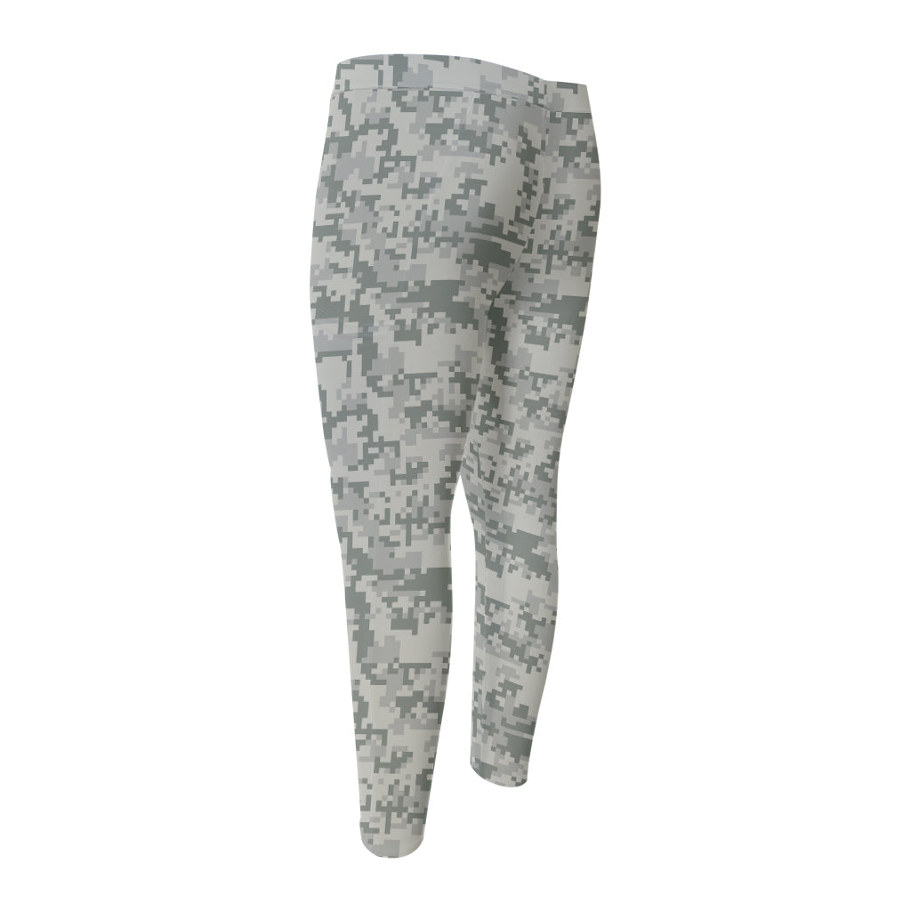 Tan Digital Camo Pattern Print Men's Compression Pants