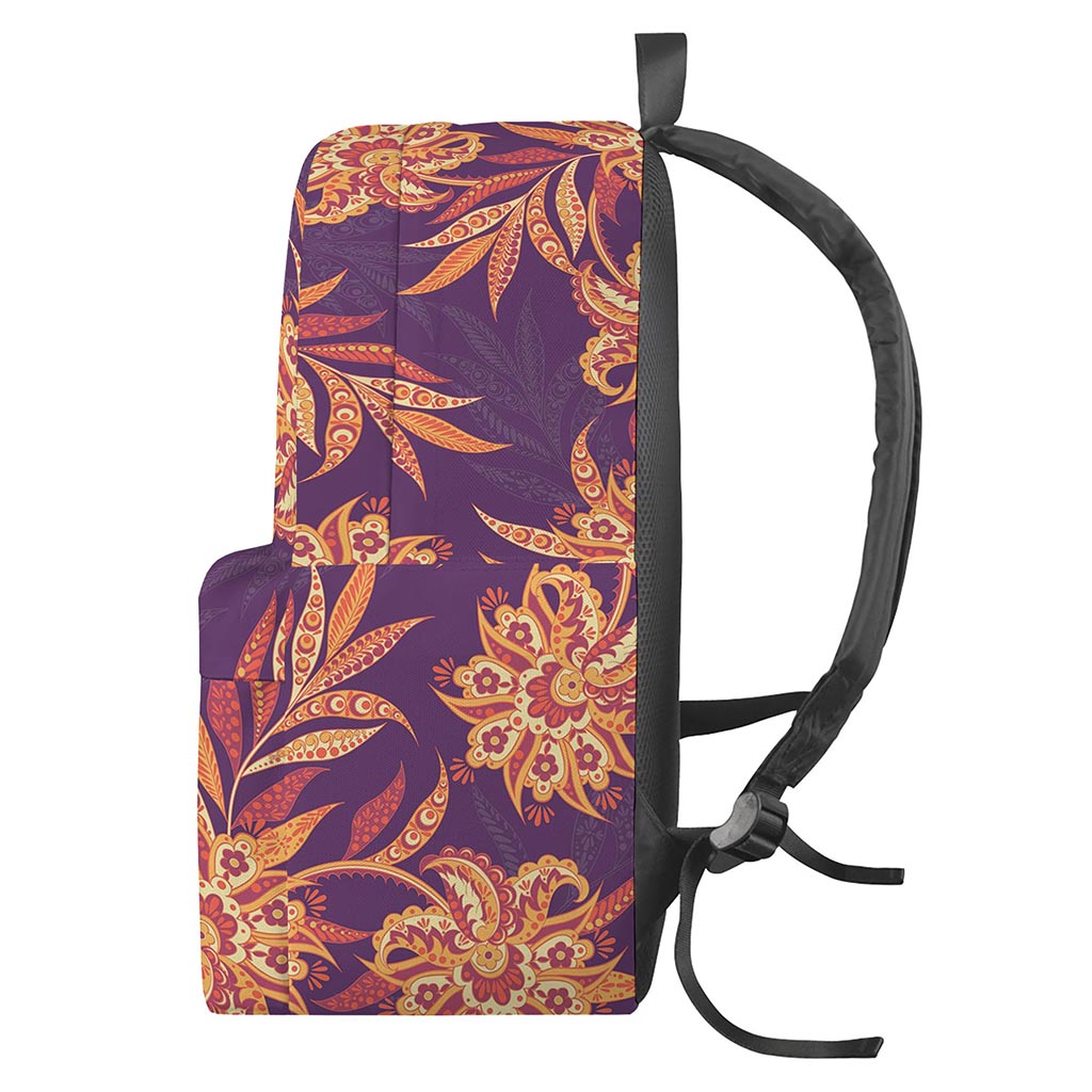 Tangerine Floral Bohemian Pattern Print Backpack