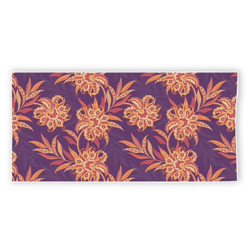Tangerine Floral Bohemian Pattern Print Beach Towel