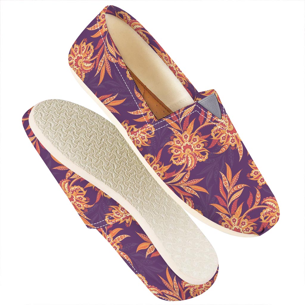 Tangerine Floral Bohemian Pattern Print Casual Shoes