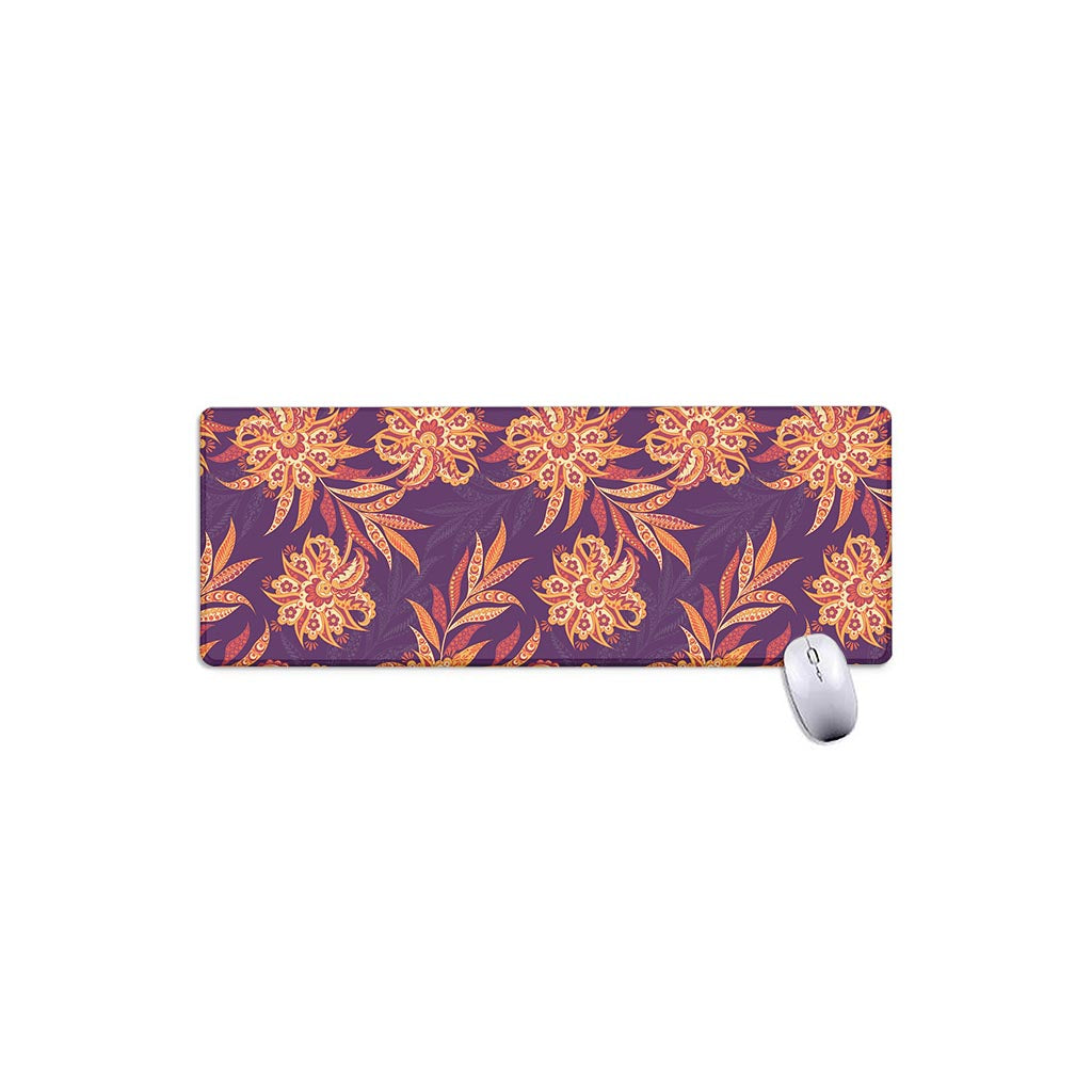 Tangerine Floral Bohemian Pattern Print Extended Mouse Pad