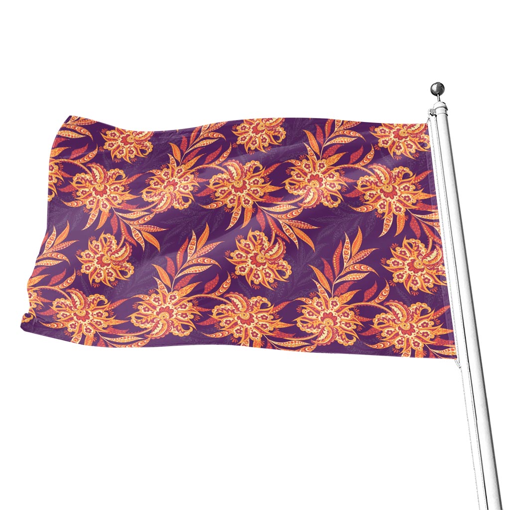 Tangerine Floral Bohemian Pattern Print Flag