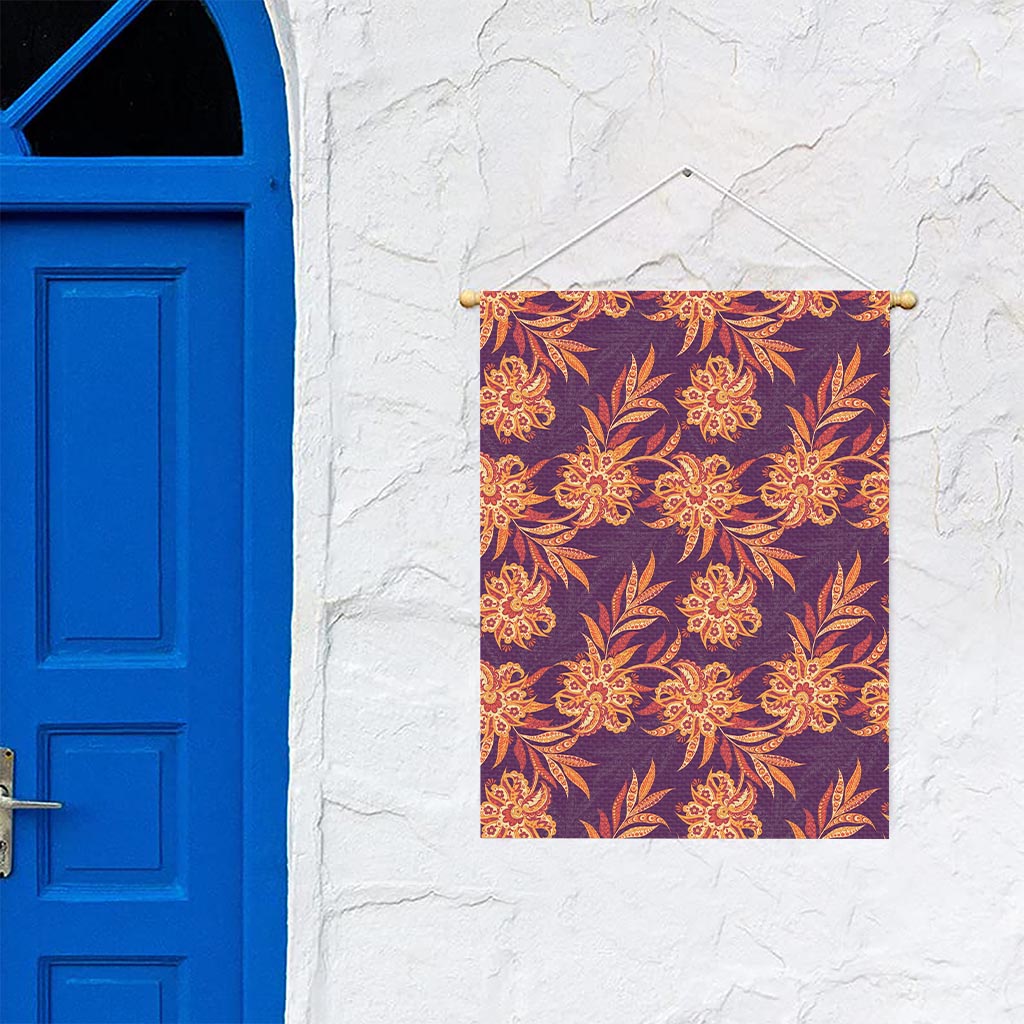 Tangerine Floral Bohemian Pattern Print Garden Flag