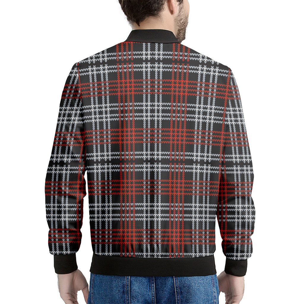Tartan Knitted Pattern Print Men's Bomber Jacket