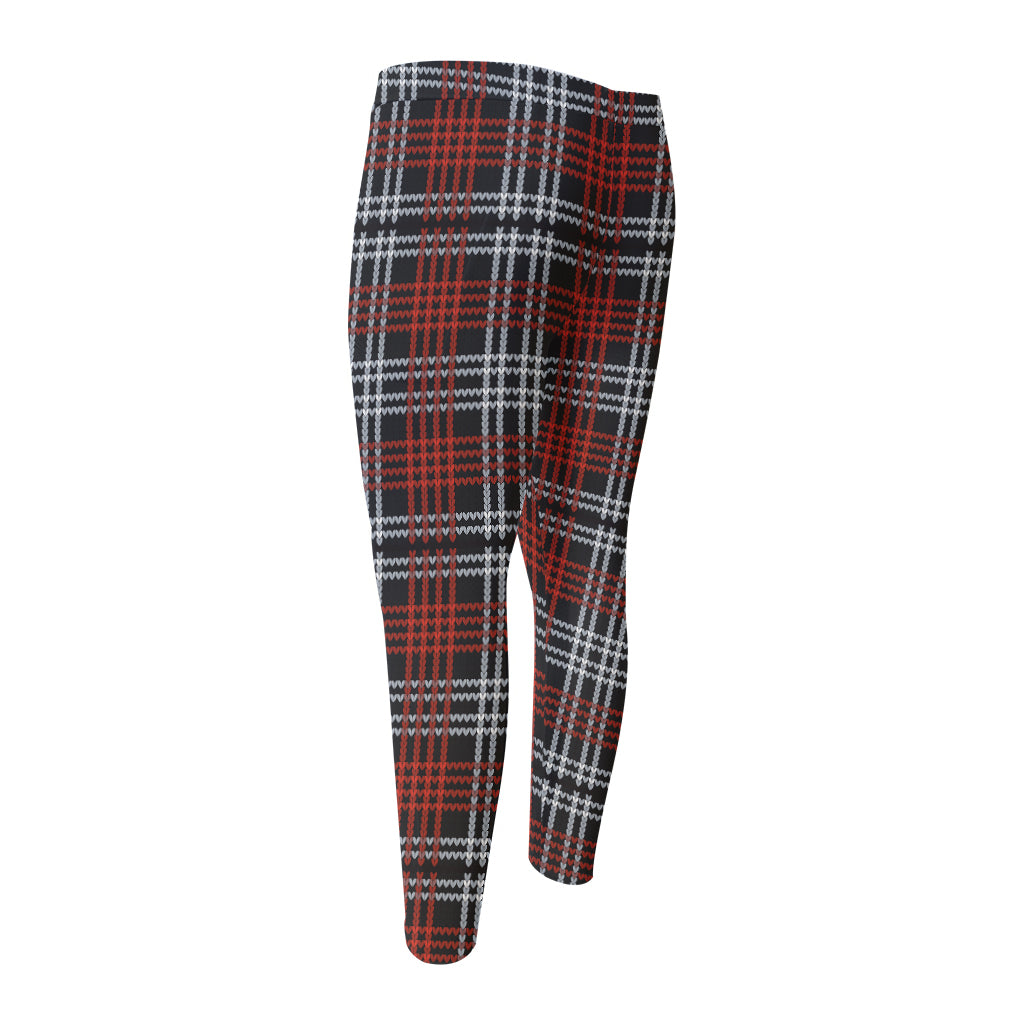 Tartan Knitted Pattern Print Men's Compression Pants