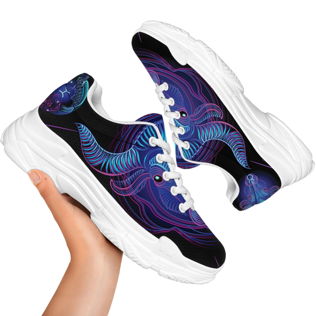 Taurus And Astrological Signs Print White Chunky Shoes