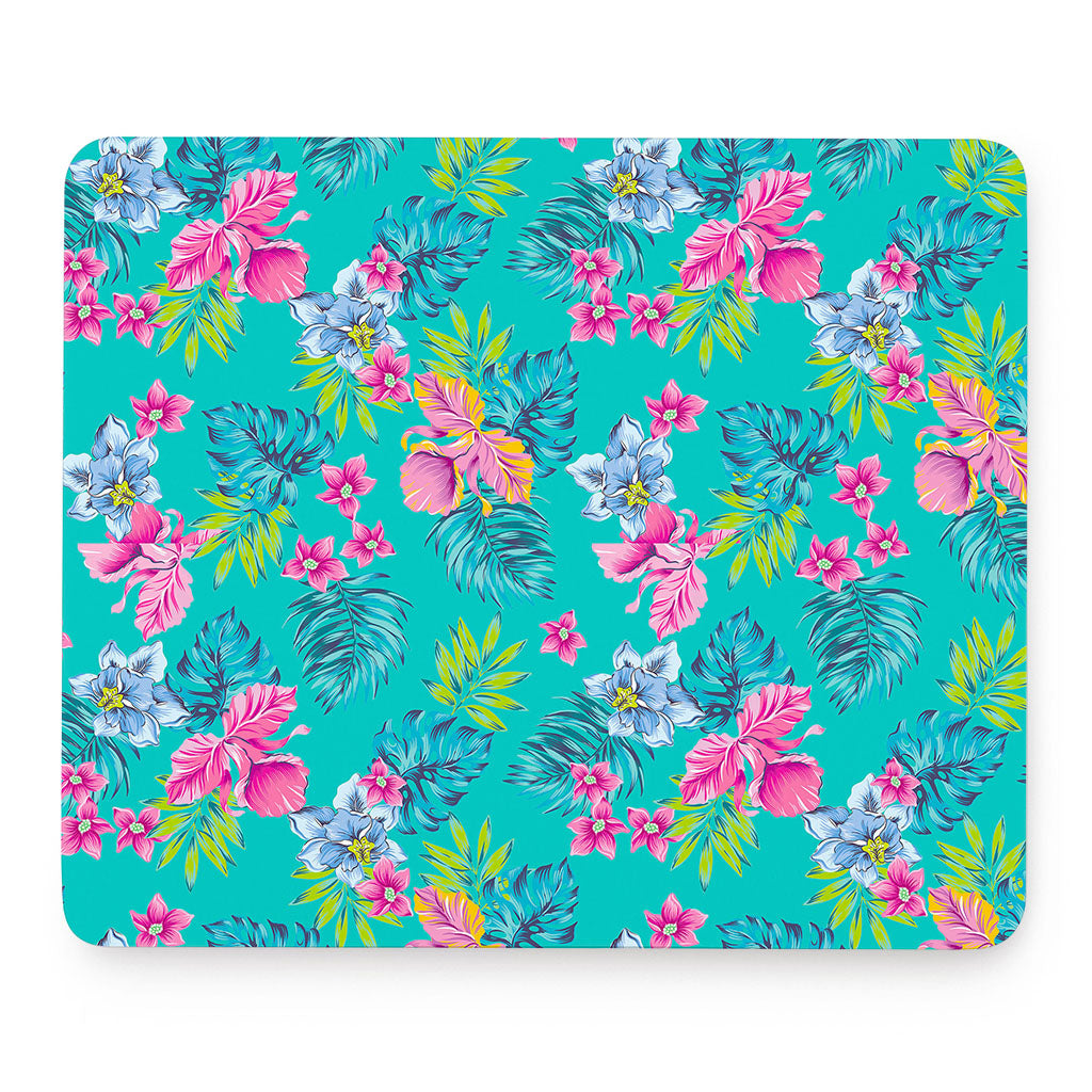 Teal Aloha Tropical Pattern Print Mouse Pad