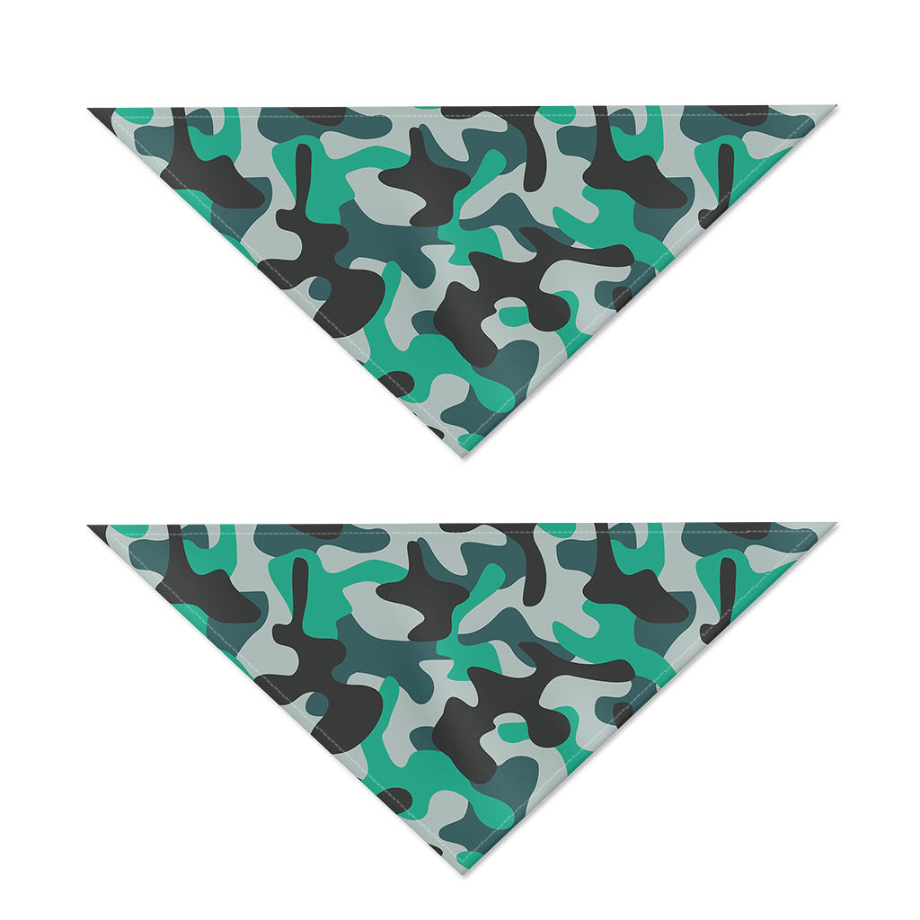 Teal And Black Camouflage Print Dog Bandana