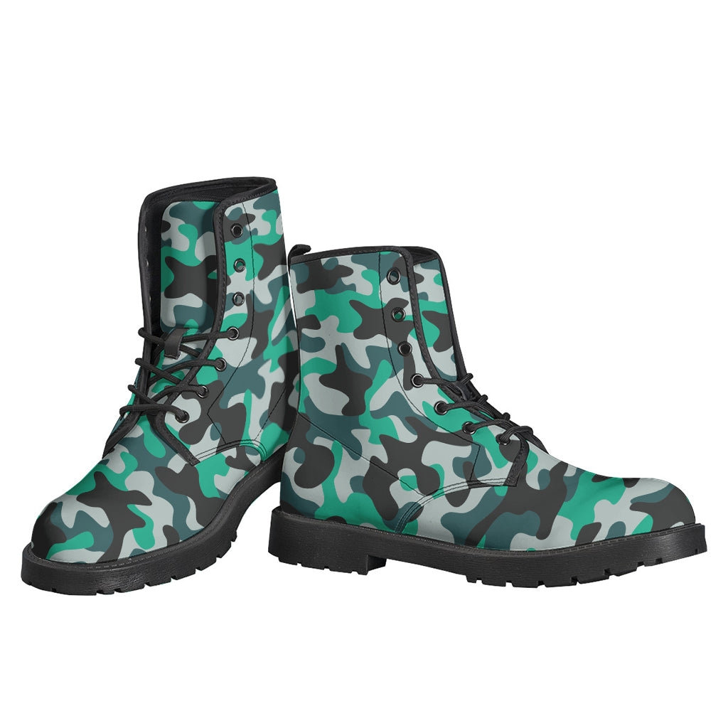 Teal And Black Camouflage Print Backpack