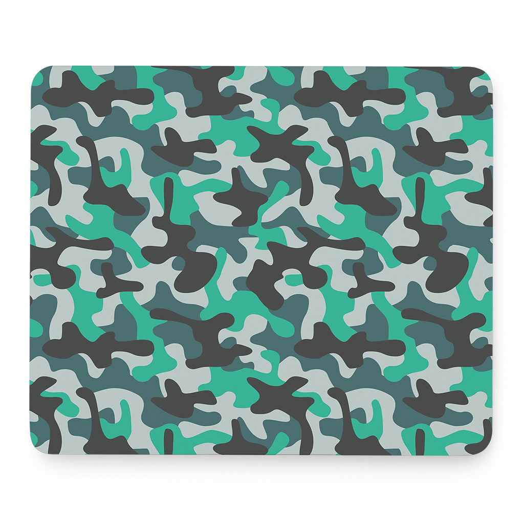Teal And Black Camouflage Print Mouse Pad