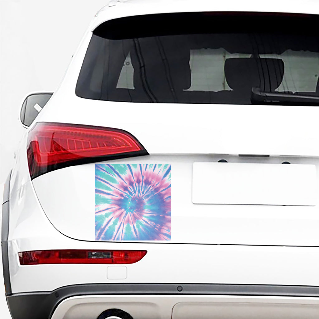 Teal And Pink Tie Dye Print Car Sticker