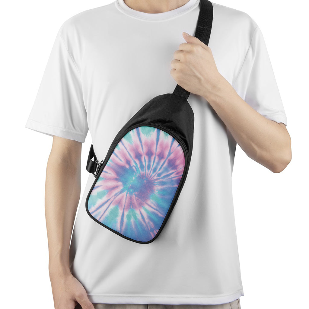 Teal And Pink Tie Dye Print Chest Bag