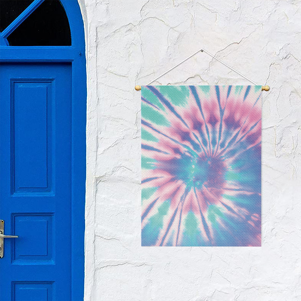 Teal And Pink Tie Dye Print Garden Flag