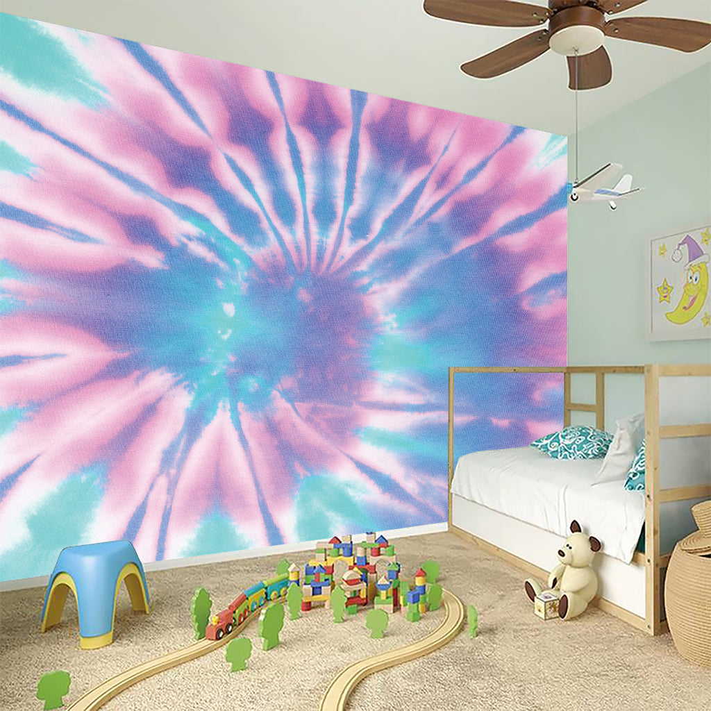 Teal And Pink Tie Dye Print Wall Sticker