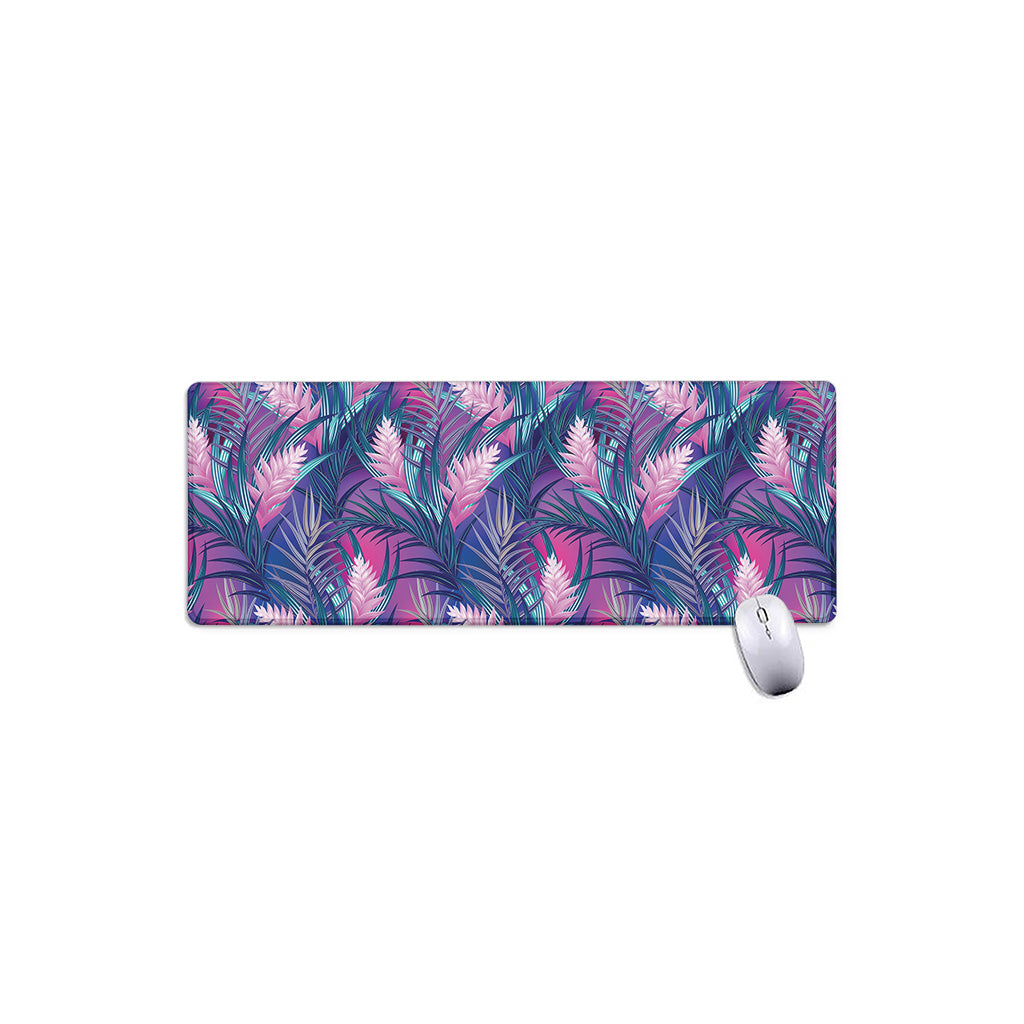 Teal And Pink Tropical Floral Print Extended Mouse Pad
