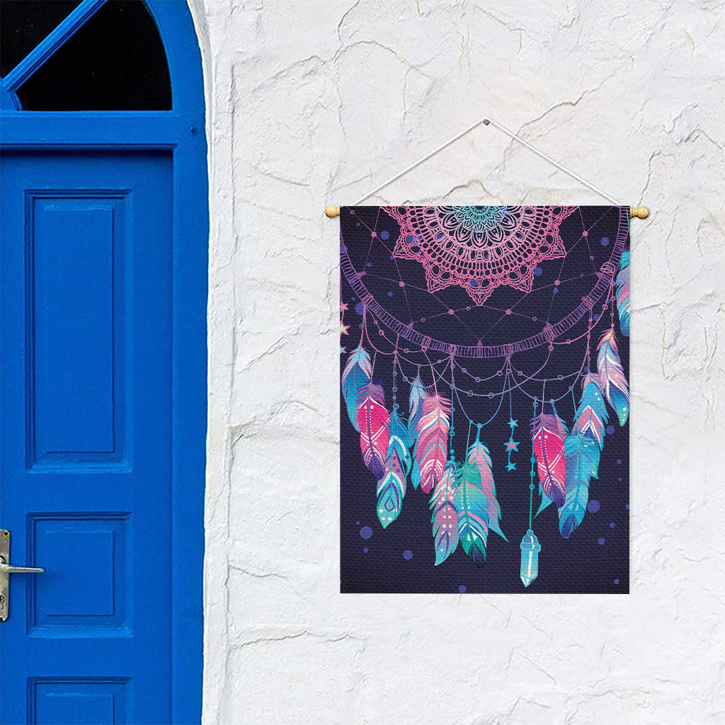 Teal And Purple Dream Catcher Print Garden Flag