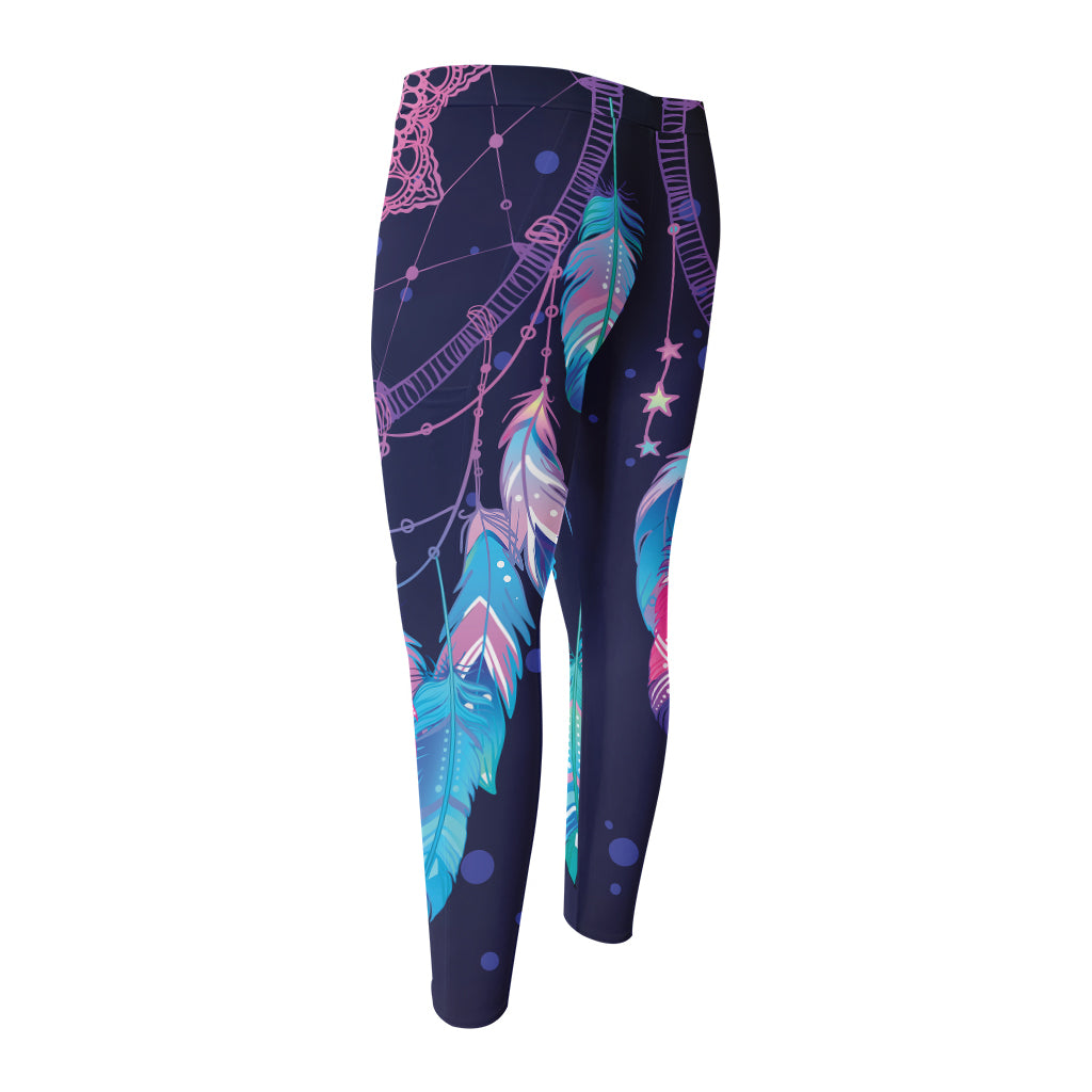 Teal And Purple Dream Catcher Print Men's Compression Pants