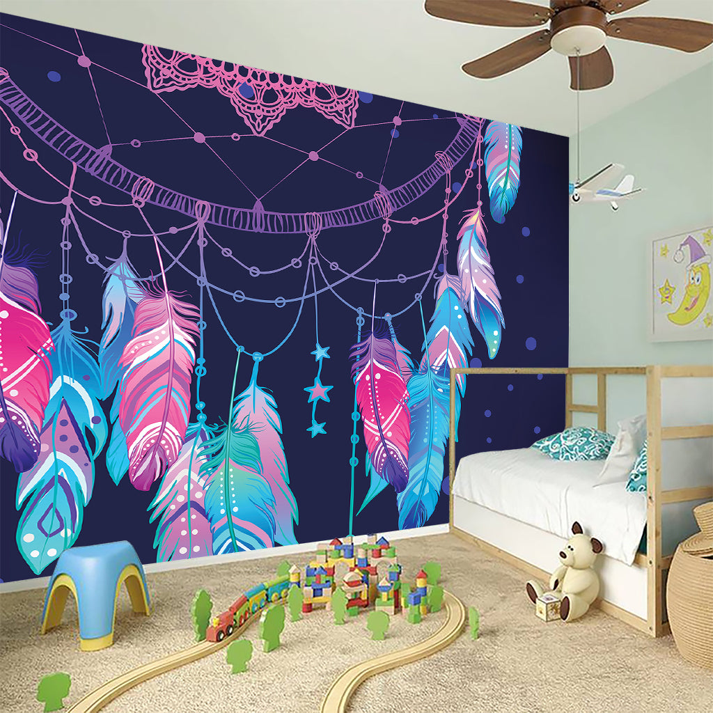 Teal And Purple Dream Catcher Print Wall Sticker