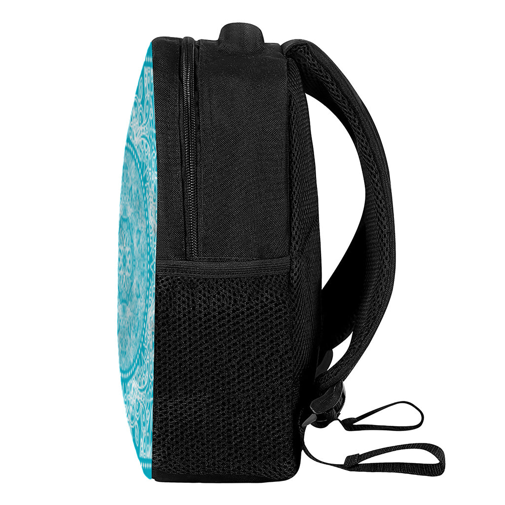 Teal And White Mandala Print Casual Backpack
